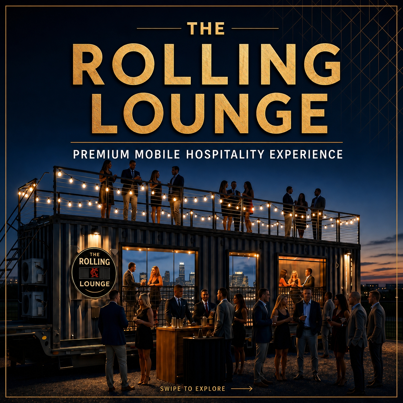 Promotional hero image of The Rolling Lounge KC lit for an evening event